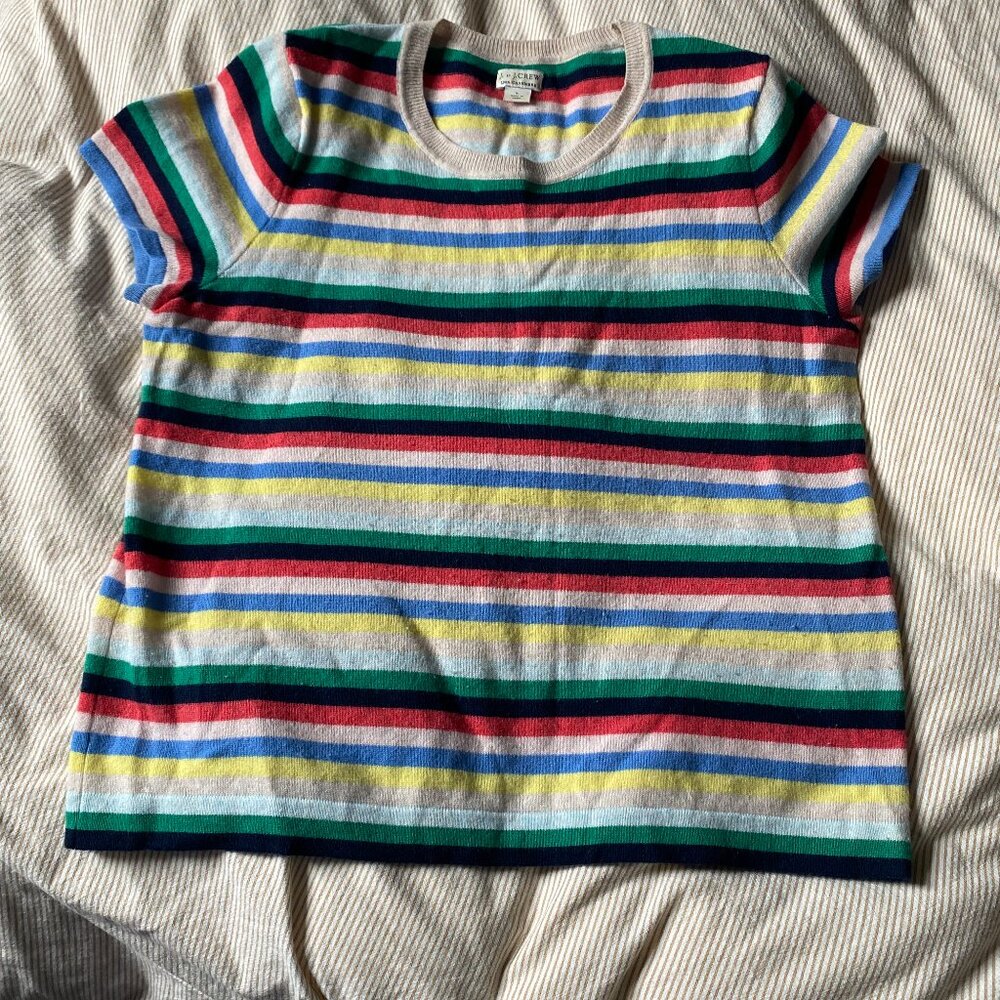 J. Crew Cashmere Striped Short Sleeved Sweater